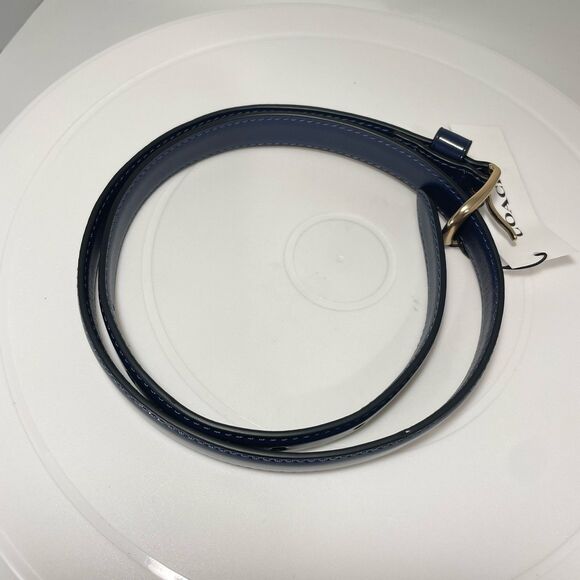 Coach Navy Leather Belt Gold Buckle Size XS New With Tags MSRP $128 - Picture 4 of 8